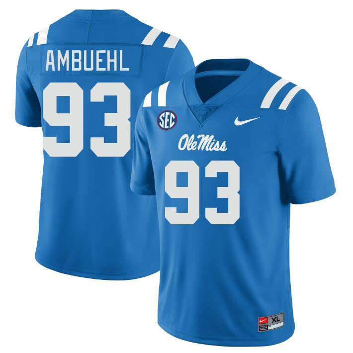 Men #93 Davis Ambuehl Ole Miss Rebels College Football Jerseyes Stitched Sale-Powder Blue - Click Image to Close